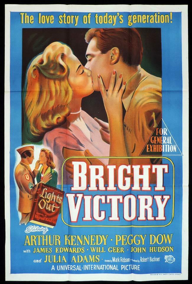 BRIGHT VICTORY Original One sheet Movie Poster Arthur Kennedy Peggy Dow