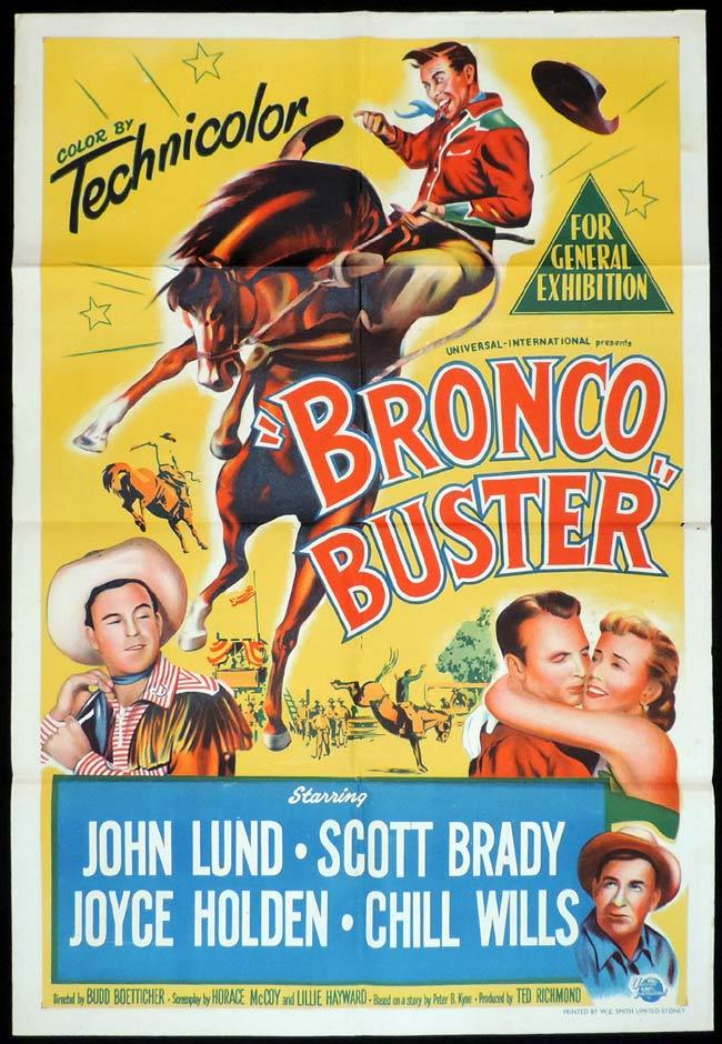 BRONCO BUSTER Original One sheet Movie Poster RODEO Budd Boetticher Casey Tibbs