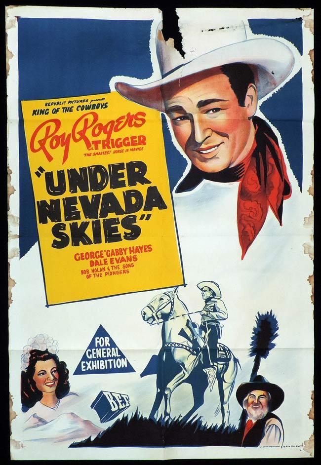 UNDER NEVADA SKIES Original One sheet Movie Poster ROY ROGERS George ‘Gabby’ Hayes