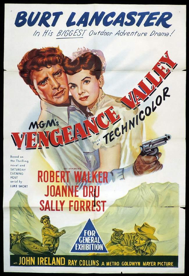 VENGEANCE VALLEY Original One sheet Movie Poster BURT LANCASTER Joanne Dru