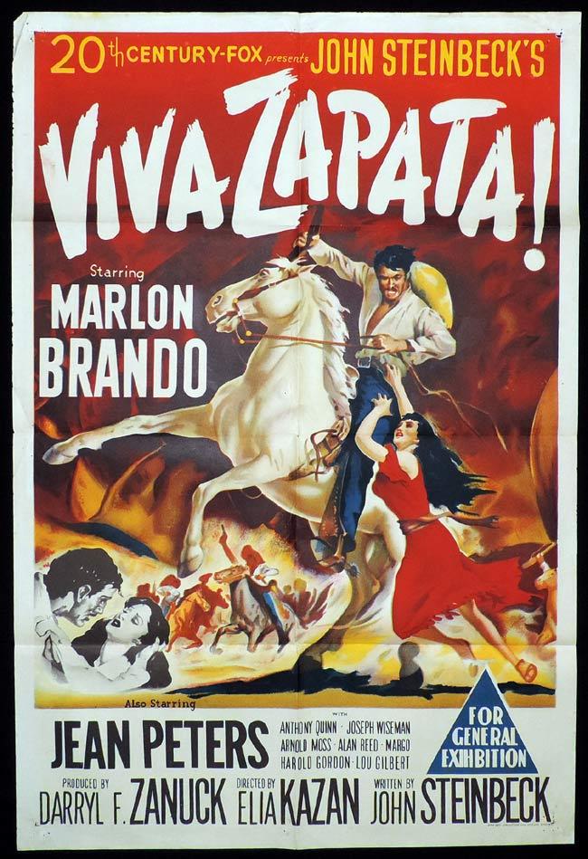 VIVA ZAPATA Original One sheet Movie Poster MARLON BRANDO Jean Peters