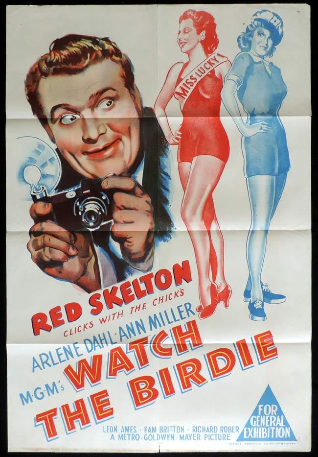 WATCH THE BIRDIE Original One sheet Movie Poster Red Skelton Arlene Dahl Ann Miller