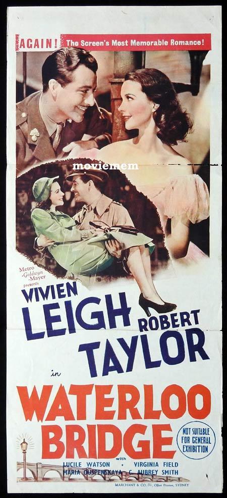 WATERLOO BRIDGE Original 1944r Daybill Movie Poster Robert Taylor Vivien Leigh