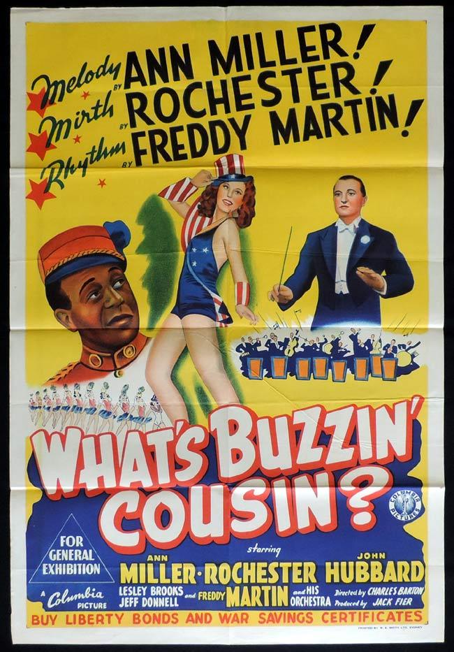 WHAT’S BUZZIN COUSIN Original One sheet Movie Poster ANN MILLER Eddie Rochester Anderson John Hubbard