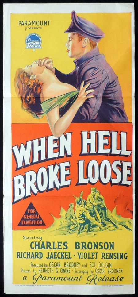 WHEN HELL BROKE LOOSE Original Daybill Movie Poster CHARLES BRONSON RIchard Jaeckel Richardson Studio