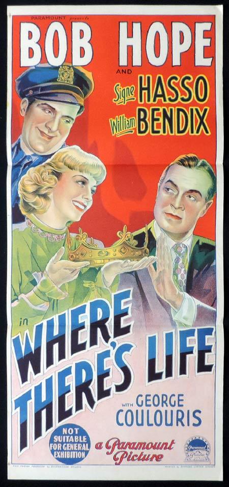 WHERE THERE’S LIFE Original Daybill Movie Poster BOB HOPE Signe Hasso William Bendix Richardson Studio