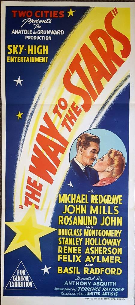 WAY TO THE STARS Original Daybill Movie Poster Michael Redgrave John Mills Rosamund John