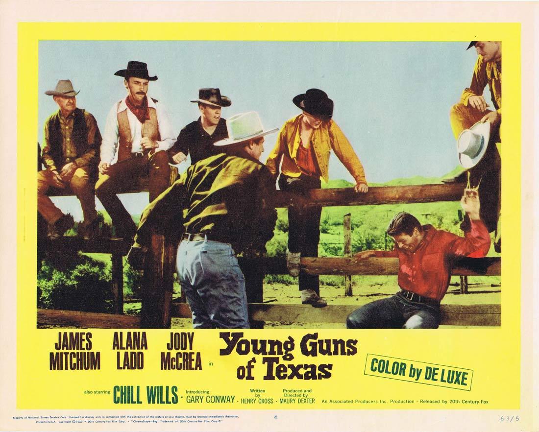 Young Guns Of Texas Lobby Card 4 James Mitchum Alana Ladd Jody Mccrea Chill Wills Moviemem Original Movie Posters