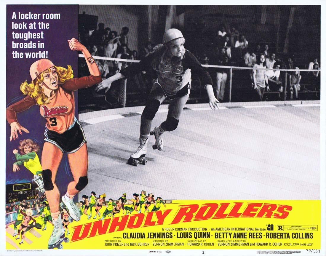 UNHOLY ROLLERS Lobby Card 2 Claudia Jennings Louis Quinn Betty Anne Rees Roller Derby