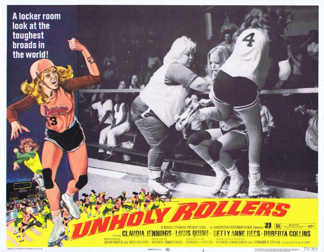 UNHOLY ROLLERS Lobby Card 3 Claudia Jennings Louis Quinn Betty Anne Rees Roller Derby