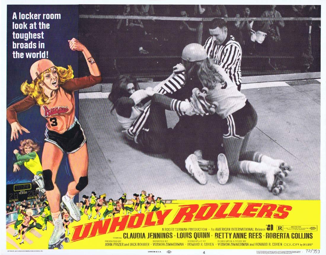 UNHOLY ROLLERS Lobby Card 4 Claudia Jennings Louis Quinn Betty Anne Rees Roller Derby