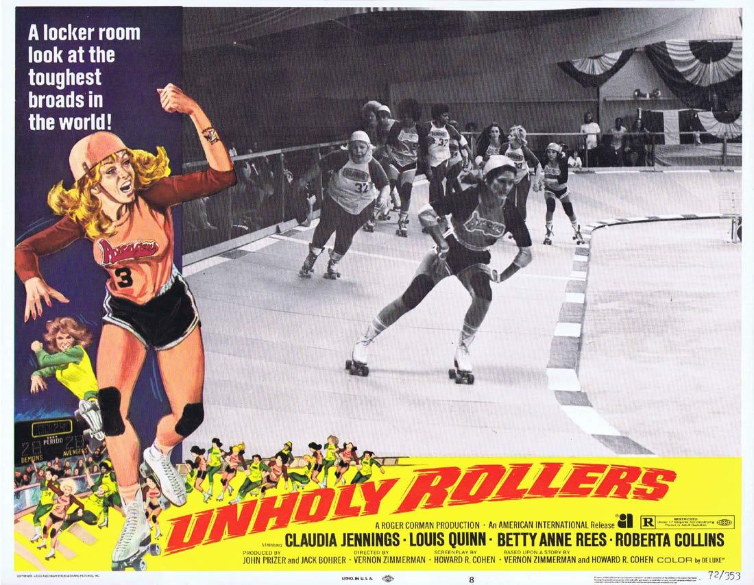 UNHOLY ROLLERS Lobby Card 8 Claudia Jennings Louis Quinn Betty Anne Rees Roller Derby