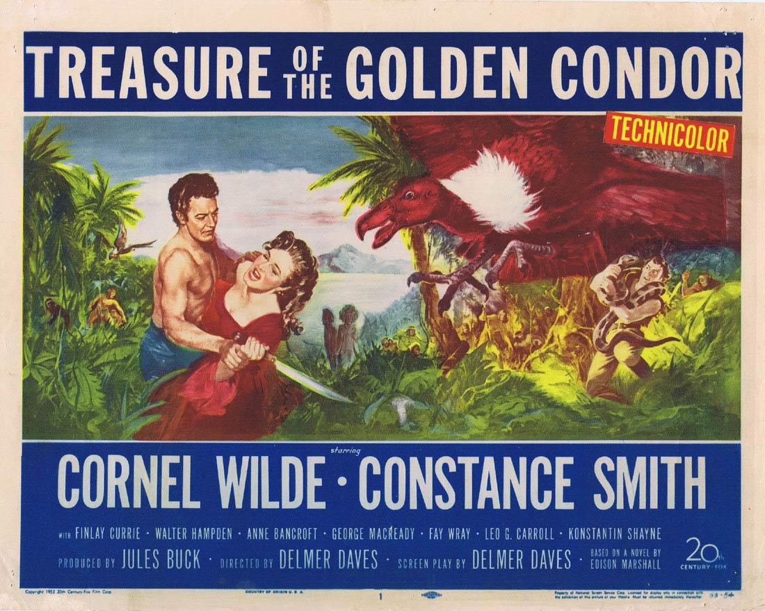 TREASURE OF THE GOLDEN CONDOR Vintage Title Lobby Card Cornel Wilde Constance Smith