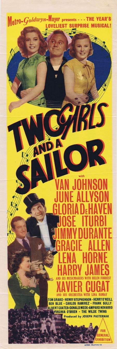 TWO GIRLS AND A SAILOR Original Daybill Movie Poster June Allyson Gloria DeHaven