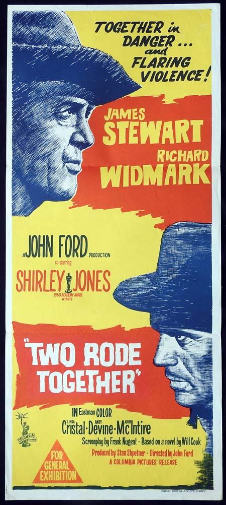 TWO RODE TOGETHER Original daybill Movie Poster JOHN FORD James Stewart Richard Widmark