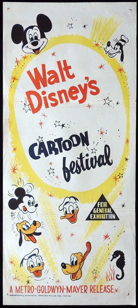 WALT DISNEY’S CARTOON FESTIVAL Original daybill Movie Poster Donald Duck Mickey Mouse Goofy 1962