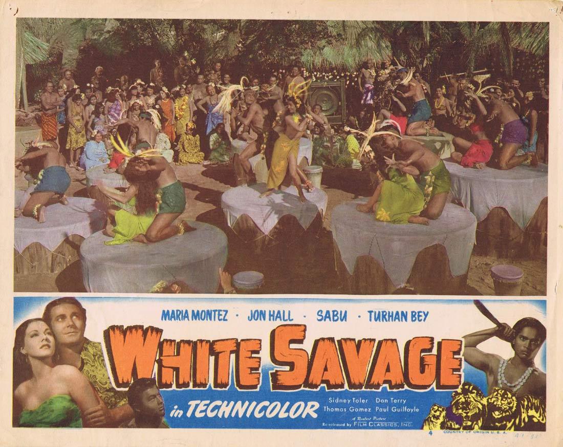 WHITE SAVAGE Vintage Movie Lobby Card 4 Maria Montez Realart 1949r