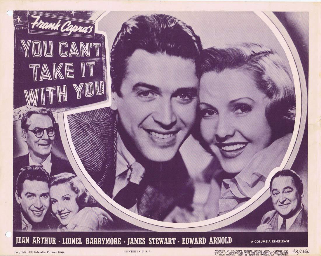 YOU CAN’T TAKE IT WITH YOU Vintage Lobby Card Jean Arthur Lionel Barrymore James Stewart 1948r
