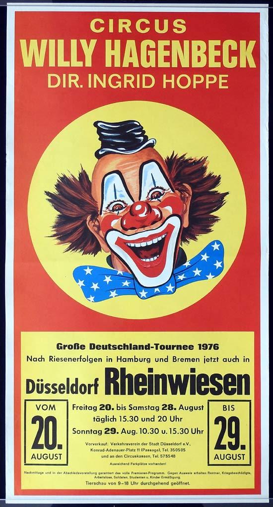 WILLY HAGENBECK Original Poster CLOWN ART Dusseldorf Rheinwiesen