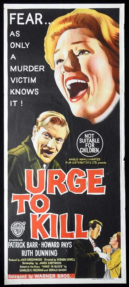 URGE TO KILL Original Daybill Movie Poster Edgar Wallace Mystery Serial Killer
