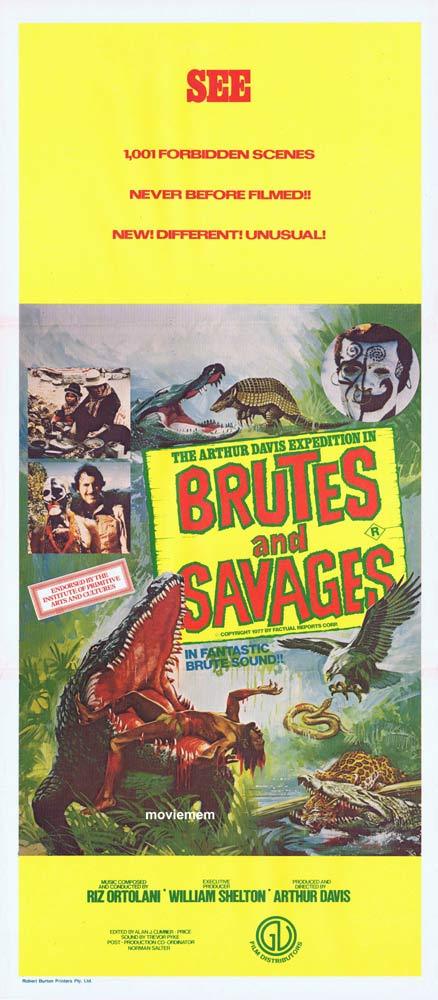 BRUTES AND SAVAGES Original Daybill Movie Poster Arthur Davis Crocodile attack