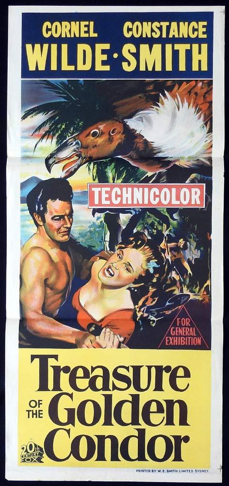 TREASURE OF THE GOLDEN CONDOR Original Daybill Movie poster  Cornel Wilde Constance Smith