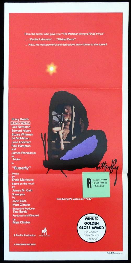BUTTERFLY Original Daybill Movie poster Stacy Keach Pia Zadora Orson Welles