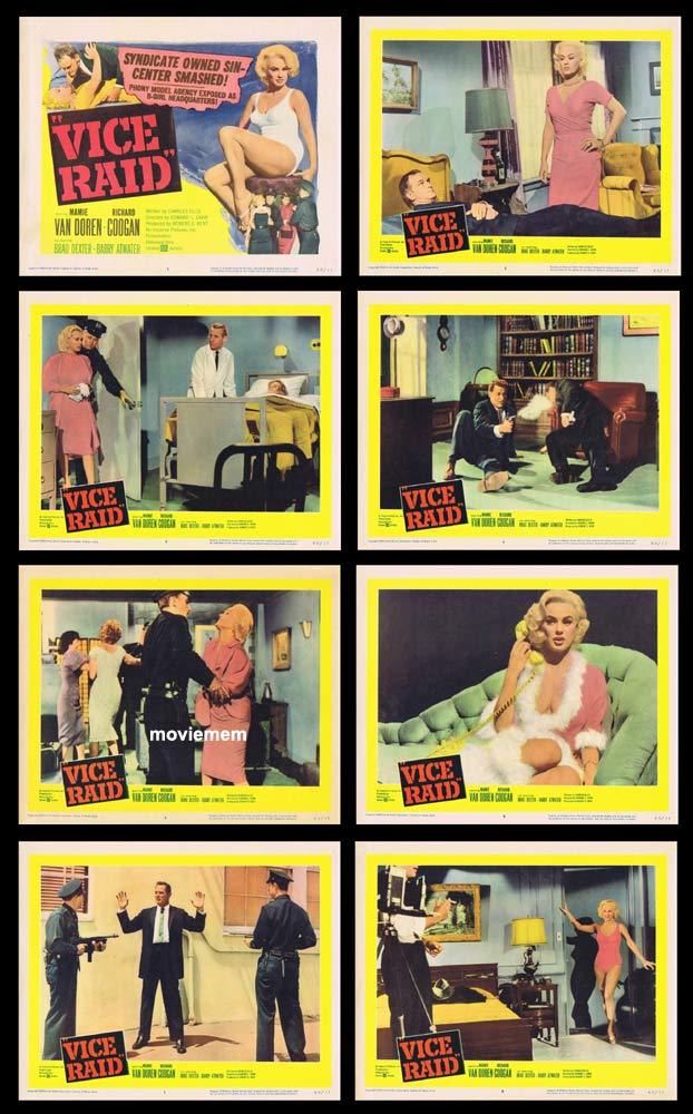 VICE RAID Original Lobby Card set Mamie Van Doren Bad Girl