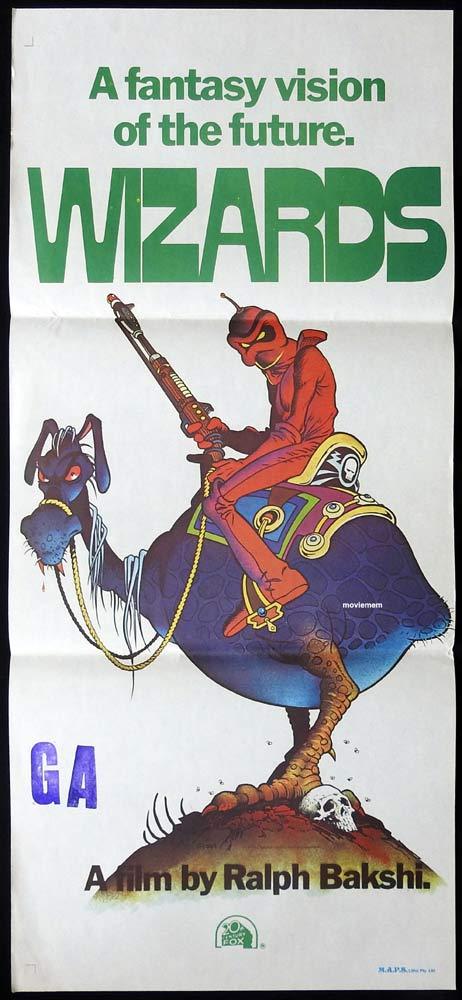 WIZARDS Original daybill Movie Poster Ralph Bakshi William Stout art Mark Hamill