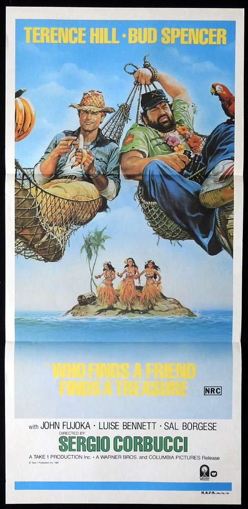 WHO FINDS A FRIEND Original Daybill Movie poster Terence Hill Bud Spencer