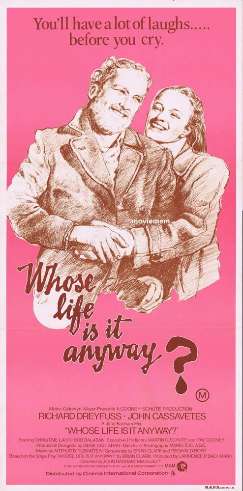 WHOSE LIFE IS IT ANYWAY Original Daybill Movie poster Richard Dreyfuss