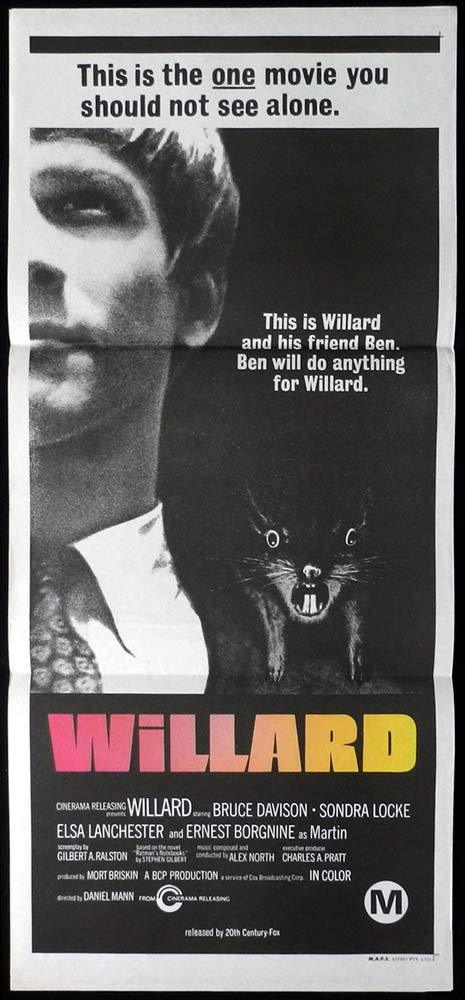 WILLARD Original daybill Movie Poster RATS Bruce Davison Elsa Lanchester