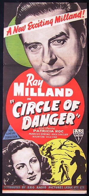 CIRCLE OF DANGER Movie Poster 1951 Ray Milland RKO NOIR daybill