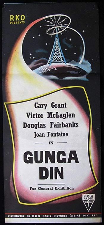 GUNGA DIN Movie Poster 1940sr Cary Grant RKO NOIR daybill