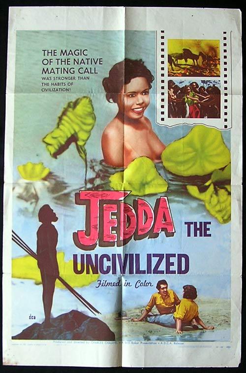 JEDDA THE UNCILVILIZED Movie Poster 1955 Charles Chauvel VERY RARE Original US One sheet “A”