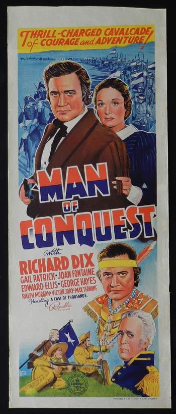MAN OF CONQUEST 1939 Richard Dix FRANK TYLER ART Long Daybill poster