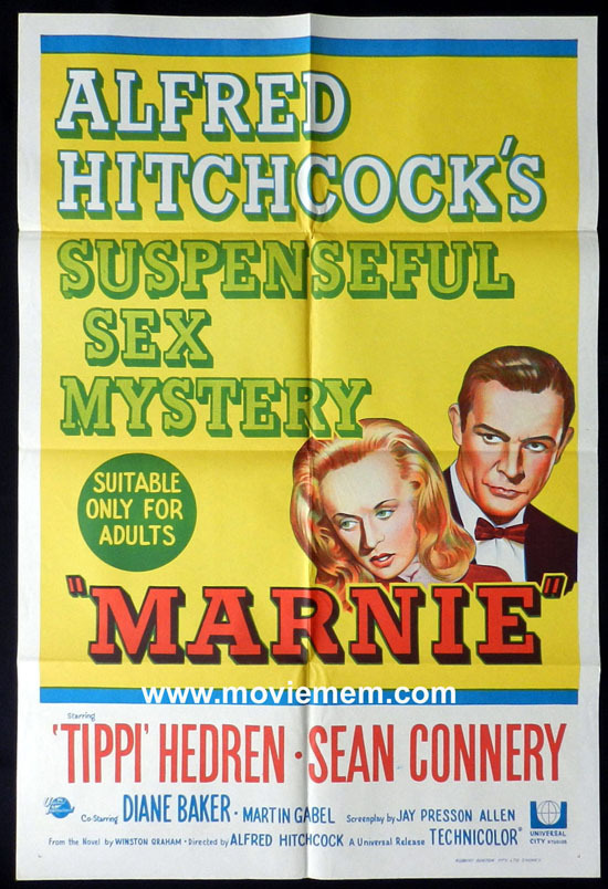MARNIE Original One sheet Movie poster ALFRED HITCHCOCK Tippi Hedren