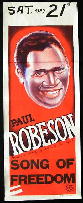 SONG OF FREEDOM ’36 Paul Robeson HAMMER FILMS Rare LONG daybill poster