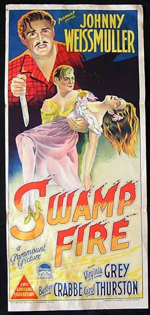 SWAMP FIRE Original Daybill Movie Poster Weissmuller Buster Crabbe RICHARDSON STUDIO