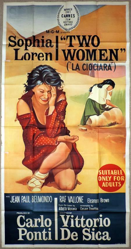 TWO WOMEN Original 3 Sheet Movie Poster Sophia Loren