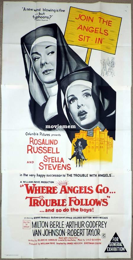WHERE ANGELS GO TROUBLE FOLLOWS Original 3 Sheet Movie Poster Rosalind Russell