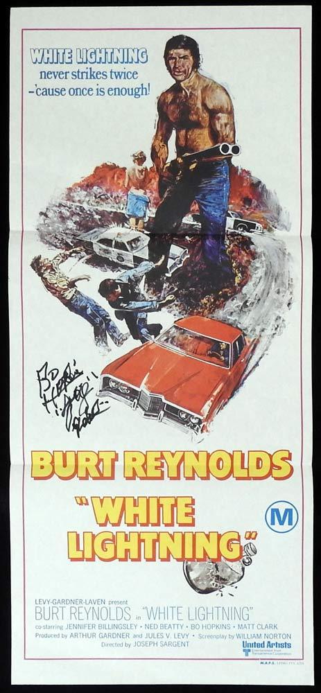 WHITE LIGHTNING Original Daybill Movie poster AUTOGRAPHED by BO HOPKINS