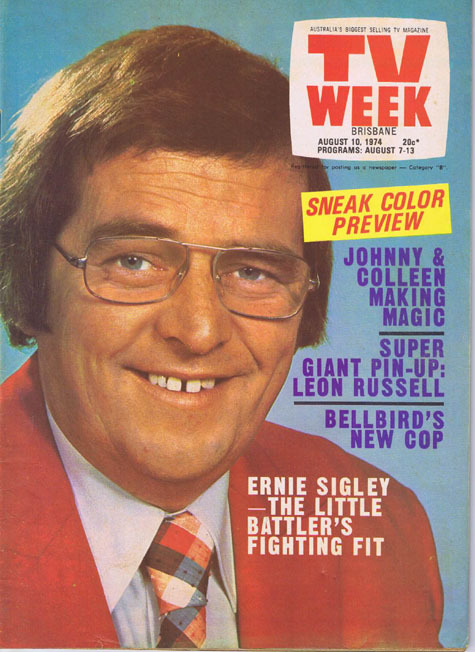 TV WEEK MAGAZINE Ernie Sigley Brisbane Aug 10 1974 Leon Russell pinup