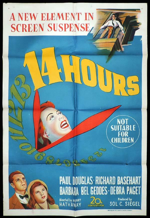 14 HOURS One Sheet Movie Poster Paul Douglas Grace Kelly
