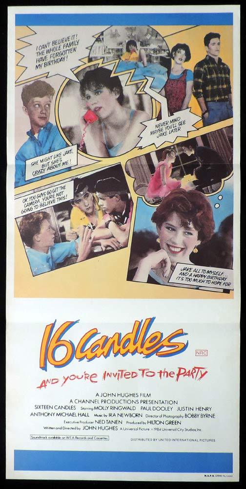 16 CANDLES Original Daybill Movie Poster Molly Ringwald John Hughes