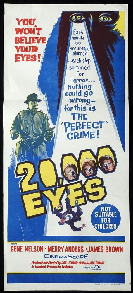 20,000 EYES Original Daybill Movie Poster Gene Nelson Film Noir