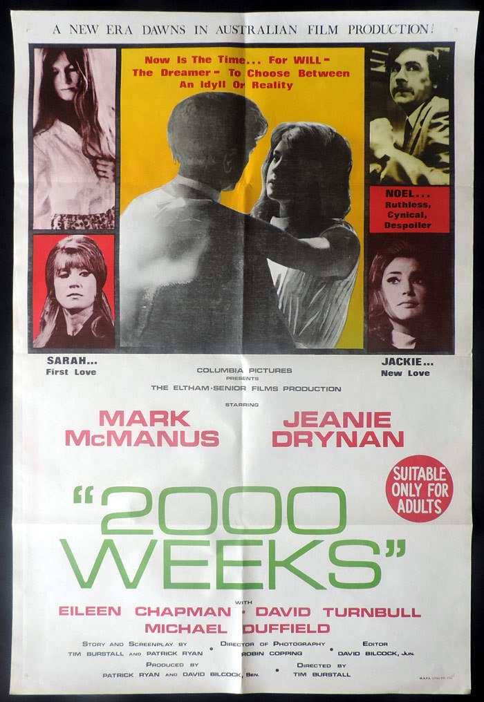 2000 WEEKS 1969 Rare Australian Film One sheet Movie Poster