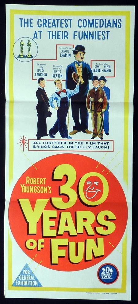 30 YEARS OF FUN Original Daybill Movie Poster Laurel and Hardy Buster Keaton