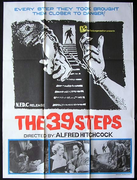 THE 39 STEPS Alfred Hitchcock RARE Indian one sheet