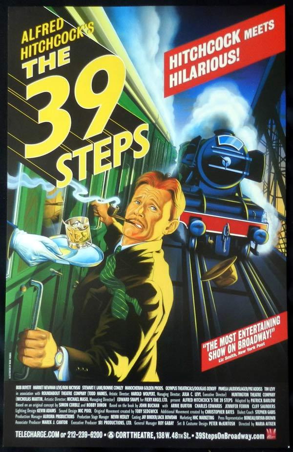 THE 39 STEPS Alfred Hitchcock RARE Theatre poster HITCHCOCK MEETS HILARIOUS!